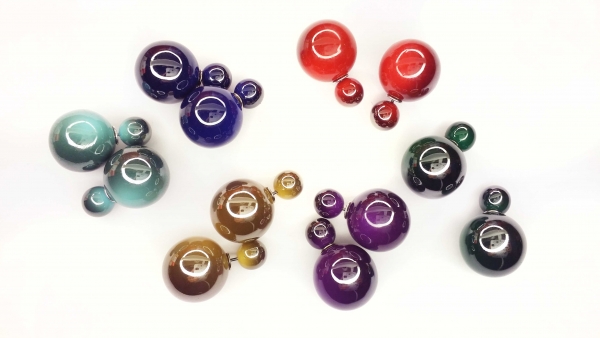 Metallic Effekt Farbverlauf Doppelkugel-Ohrstecker